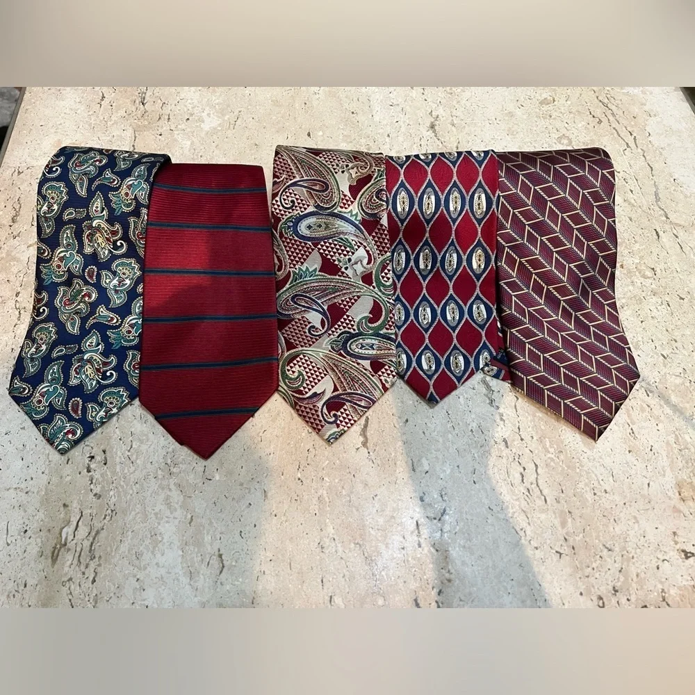 Jos. A. Bank Premier Collection- 5 Tie Lot- 100% Silk Made in USA
